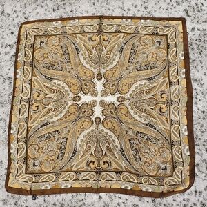 Brown & Tan 25"x 25" 100% Polyester Paisley Scarf